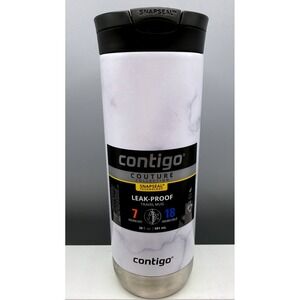 Contigo Couture Huron Snapseal Travel Mug 20oz White Marble Stainless Steel NEW